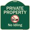 Signmission Designer Series-Private Property No Idling With Graphic, 18" H, G-1818-9775 A-DES-G-1818-9775 - alternate 1